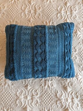Handwoven Blue Textured Throw Pillow